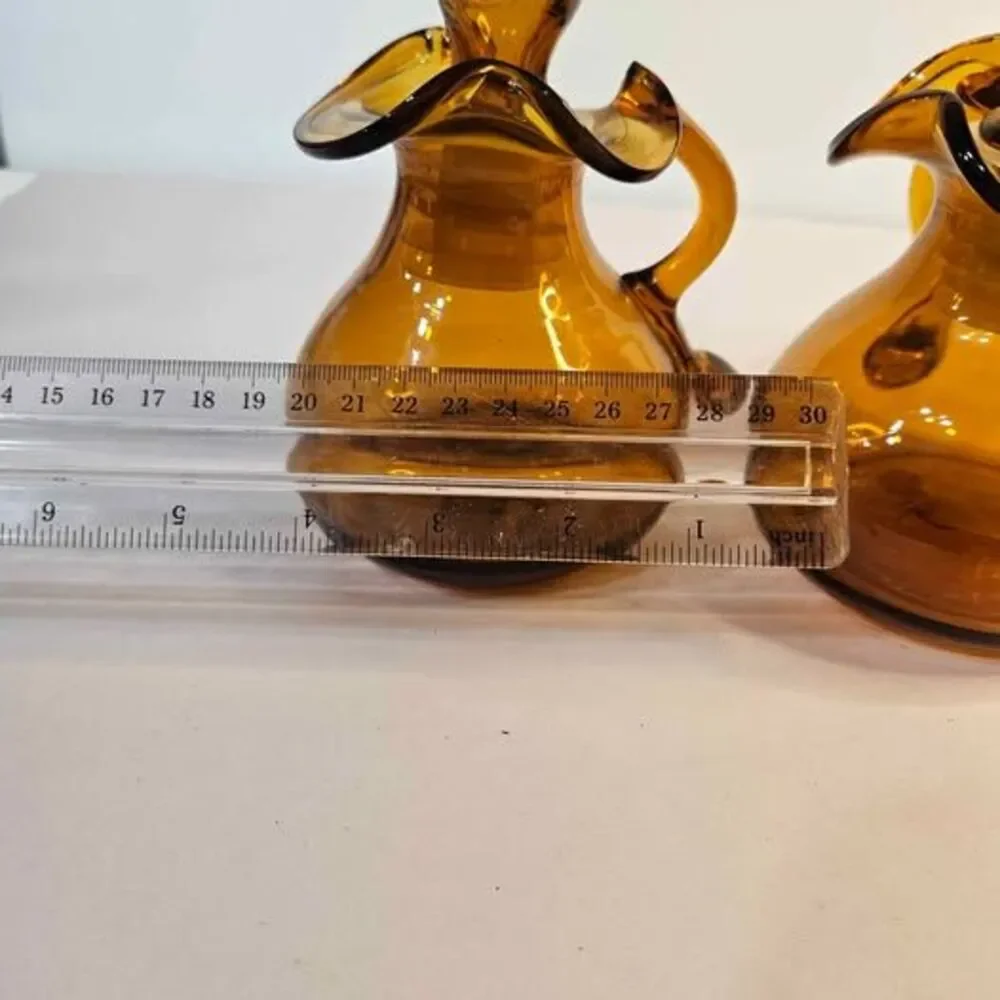 Vintage Amber Glass Oil and Vinegar Cruet Set
